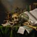 Still Life with Books and Manuscripts and a Skull